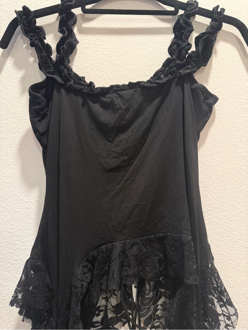 Black Gothic Fairycore Lace Handkerchief Hem Corset Style Tank - Picture 15 of 15